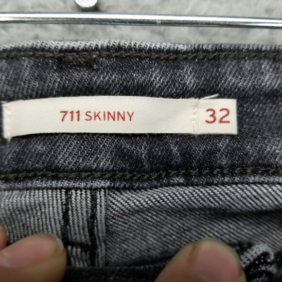 Levi's Jeans Womens 32 Black 711 Distressed Skinny Stretch Denim - Picture 5 of 14